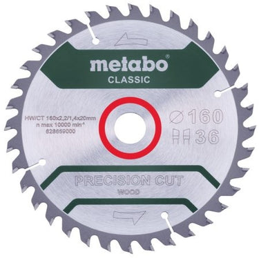 Metabo accessoires cirkelzaagblad | precision wood classic | 160x20mm | z36 wz 10° b - 628659000