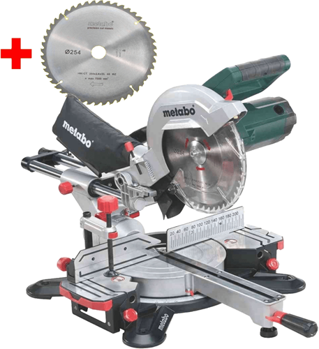 Metabo afkortzaag kgs 254 m met trekfunctie | met 2e zaagblad - 690828000