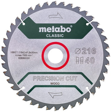 Metabo accessoires metabo cirkelzaagblad precision cut hw ct ø 216 mm, 40 wz 5° - 628060000