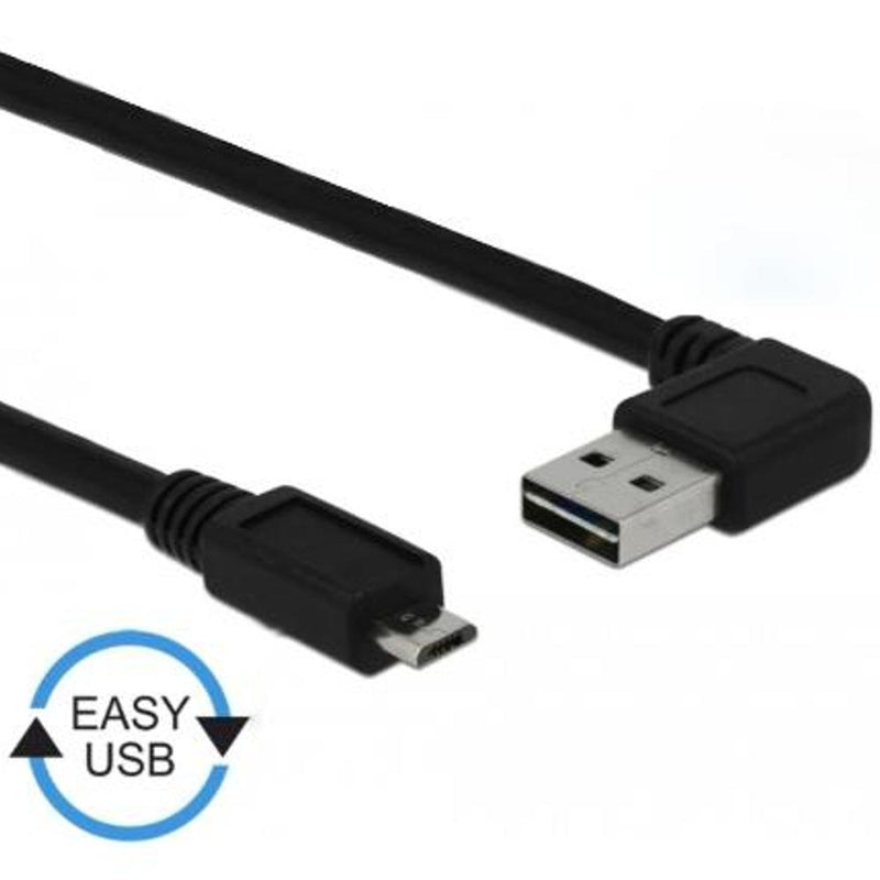 Load image into Gallery viewer, Delock usb 2.0 male left right > micro-b, 3m kabel (zwart, 83384)
