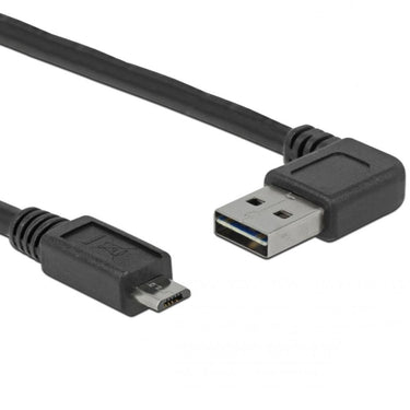 Delock usb 2.0 male left right > micro-b, 3m kabel (zwart, 83384)
