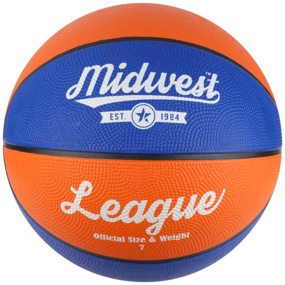 Load image into Gallery viewer, Midwest League Basketbal unisex blauw oranje maat 7
