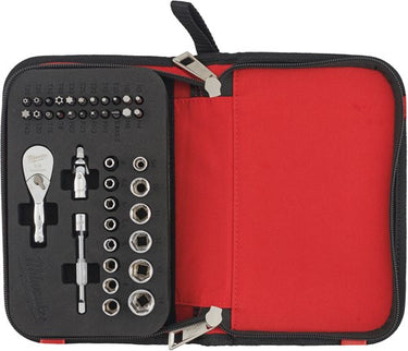 Milwaukee 1 4 compact ratchet set 39pc doppenset 1 4” four flat™compact in etui (39-delig) - 4932492672