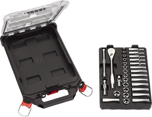 Load image into Gallery viewer, Milwaukee accessoires metrische 3 8 ratel + doppen set (32-delig) in packout compact slim organiser - 4932478813
