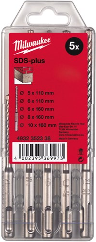 Milwaukee accessoires set sds-plus hamerboren in kunststof cassette (5-delig) new ms2 - 4932352338