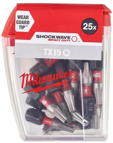 Milwaukee accessoires milwaukee shockwave impact duty™ schroefbits cd tic tac tx15 x 25 mm - 25 stuks - 4932430873