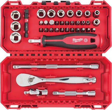 Milwaukee doppenset en ratel | 1 4 four flat™ | 38-delig | packout ready box - 4932498381