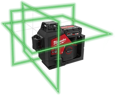 Milwaukee m12 3pl-401c kruislijnlaser | met 3 groene 360° laser cirkels | 12v | 1x 4.0ah | li-ion - 4933478102