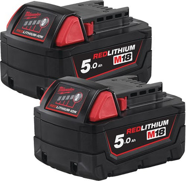 Milwaukee m18 b52 m18 accu pack, 2 x 5,0ah, gratis m12 b2 - 4932451242