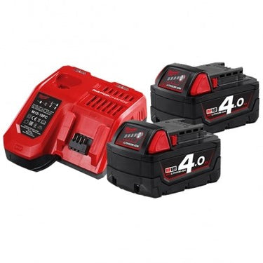 Milwaukee m18 nrg-402 18v 4,0ah li-ion accu starterset (2x 4.0ah accu + lader) - 4933459215