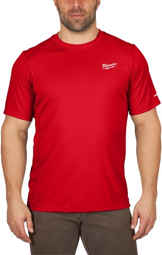 Milwaukee ww ss rd l t-shirt workskin™ warm weather short sleeve red l - 4932493070