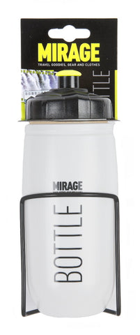 water bottle with bottle holder white/black 600 ml