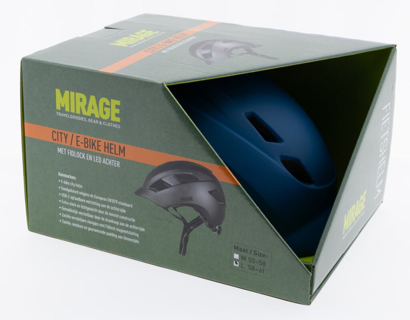 Load image into Gallery viewer, Mirage urban helm e-bike led 58-61cm mat blauw
