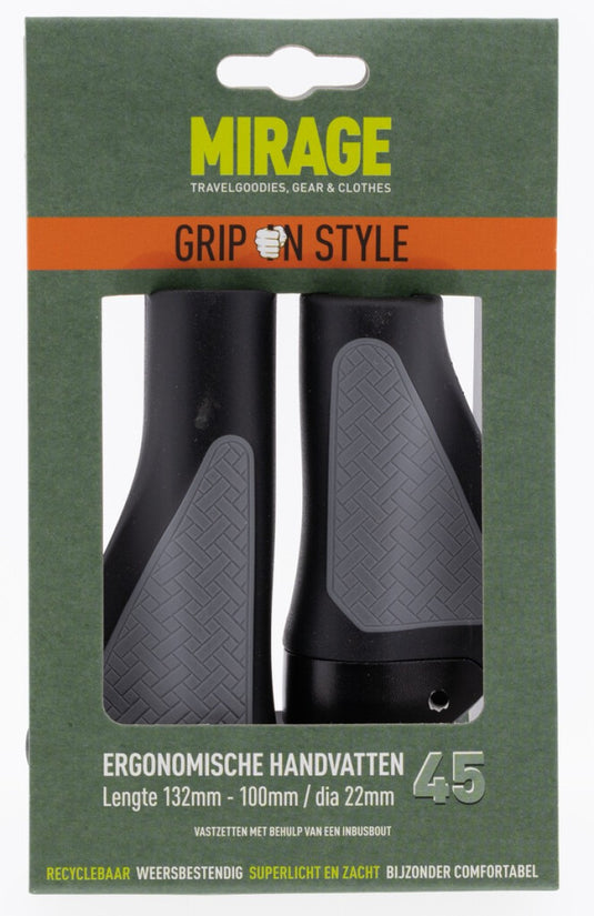 Mirage Fiets Handvatten - Comfortabel Duurzaam - Zwart Grijs