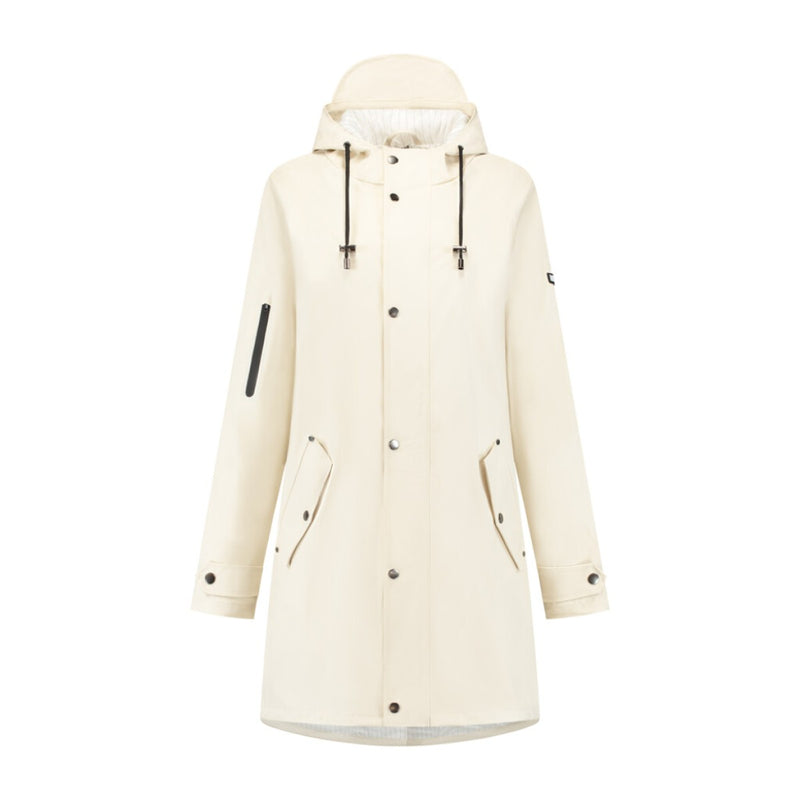 Load image into Gallery viewer, Mirage regenjas rainfall trenchcoat - maat m - gemaakt van polyester soft touch - off white
