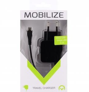 Enzo mobilize usb thuislader 3100ma zwart +micro usb kabel