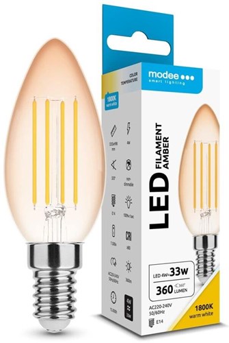 Afbeelding laden in galerijviewer, Enzo modee led kaars e14 4-33w 1800k filament amber - led7400
