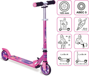 Muuwmi 2-wiel Kinderstep Opvouwbaar Voetrem Roze Paars