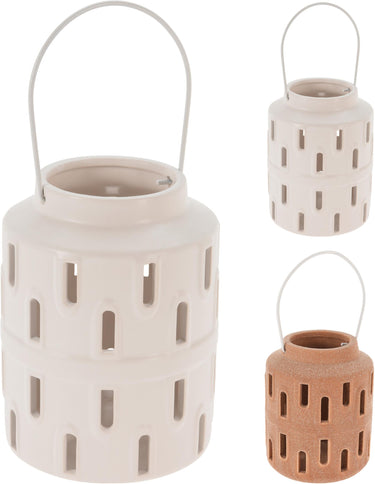 Cosydecor lantaarn dolomite met metalen handvat ã˜10xh17cm