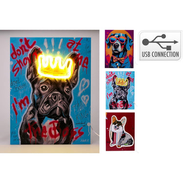 Home styling schilderij neon dog 30x40cm met usb aansluiting