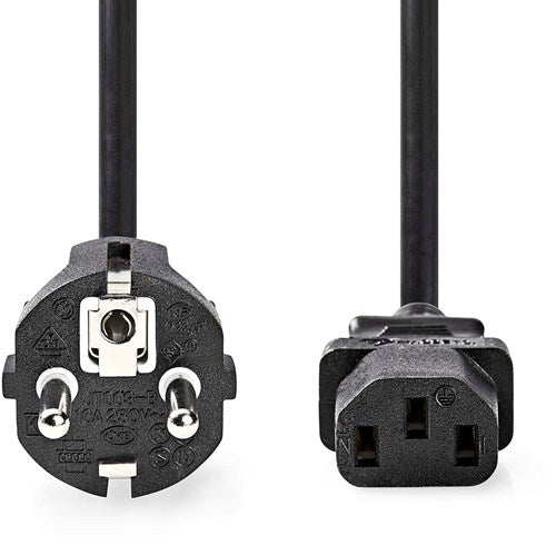 Nedis stroomkabel | type f (cee 7 7) male | iec-320-c13 | recht | recht | vernikkeld | 5.00 m | rond | pvc | zwart | label - cegl10030bk50