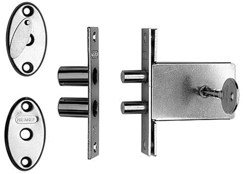 Afbeelding laden in galerijviewer, Nemef 1008 veiligheidsbijzetslot | skg* | dm47mm | 22x101mm rechthoekig | set van 3 stuks | gelijksluitend | dr 1+2+3+4 - 9100800453

