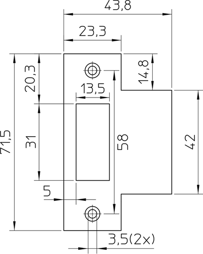 Afbeelding laden in galerijviewer, Nemef p1255 sluitplaat | rvs 23.3x71.5mm rechthoekigdm| dr 1+2+3+4 - 9125590170
