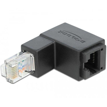 Delock adapter rj-45 cat.6 stekker > stopcontact, 90° (zwart)