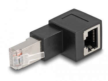 Delock rj45 plug to rj45 jack adapter cat.6a 90° upwards angled (zwart)