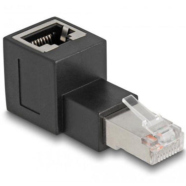Delock rj45 plug to rj45 jack adapter cat.6a 90° upwards angled (zwart)