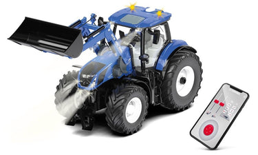 Siku new holland t7.315 met frontlader en besturing via de app (1:32)