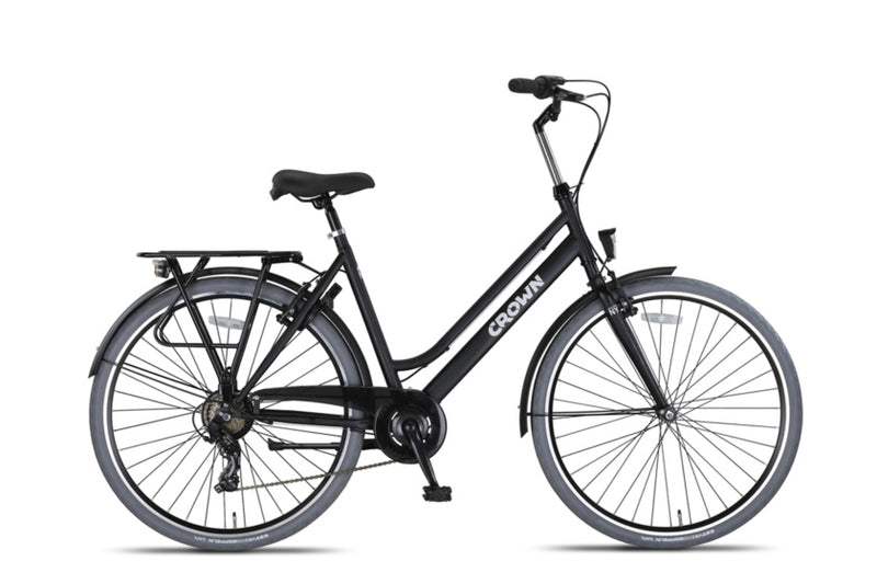 Load image into Gallery viewer, Crown new york 28 inch 53 cm dames 7v v-brakes matzwart
