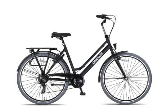Crown new york 28 inch 53 cm dames 7v v-brakes matzwart