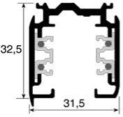 Nordic rail alu 3 fasen 1 meter 5050002