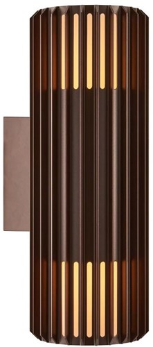 Afbeelding laden in galerijviewer, Enzo nordlux wandlamp aludra rond dubbel 2x e27 bruin ip54 - 4800945
