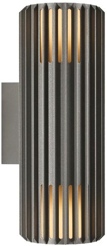 Afbeelding laden in galerijviewer, Enzo nordlux wandlamp aludra rond dubbel 2x e27 zilver antraciet ip54 - 4800944
