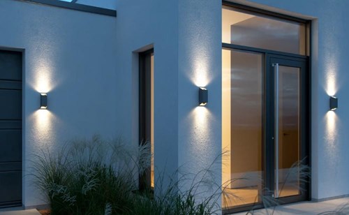 Afbeelding laden in galerijviewer, Enzo nordlux wandlamp nico vierkant 2x gu10 antraciet ip54 - 4800919

