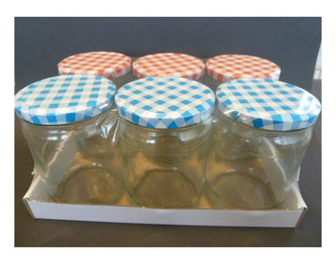 Deti weckglas weckpot jampot met geruit schroefdeksel 580 ml pak a 6st.
