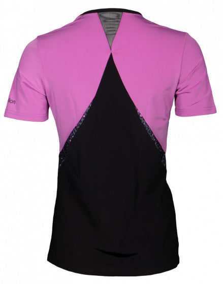 Load image into Gallery viewer, Papillon Sportshirt dames polyester elastaan roze zwart mt L
