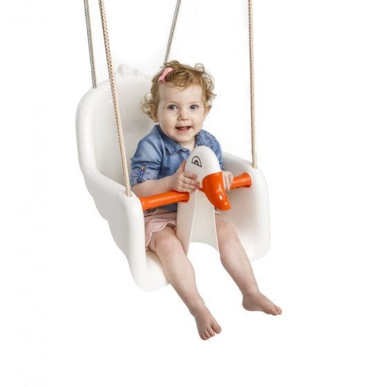 Load image into Gallery viewer, Paradiso toys Baby schommelzitje Zwaan wit oranje
