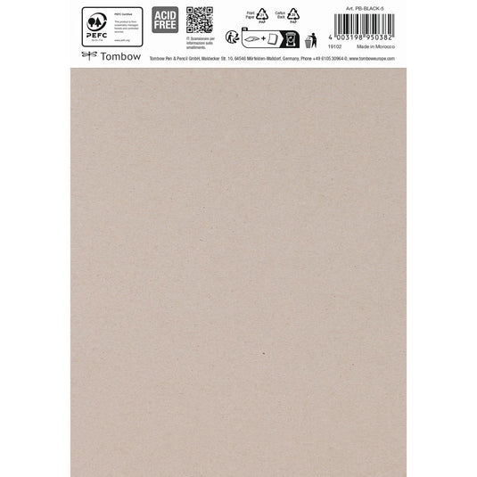 Tombow • black paper din a5 (14,8 x 21 cm), 15 sheets, 250 g m² (120 lbs), black