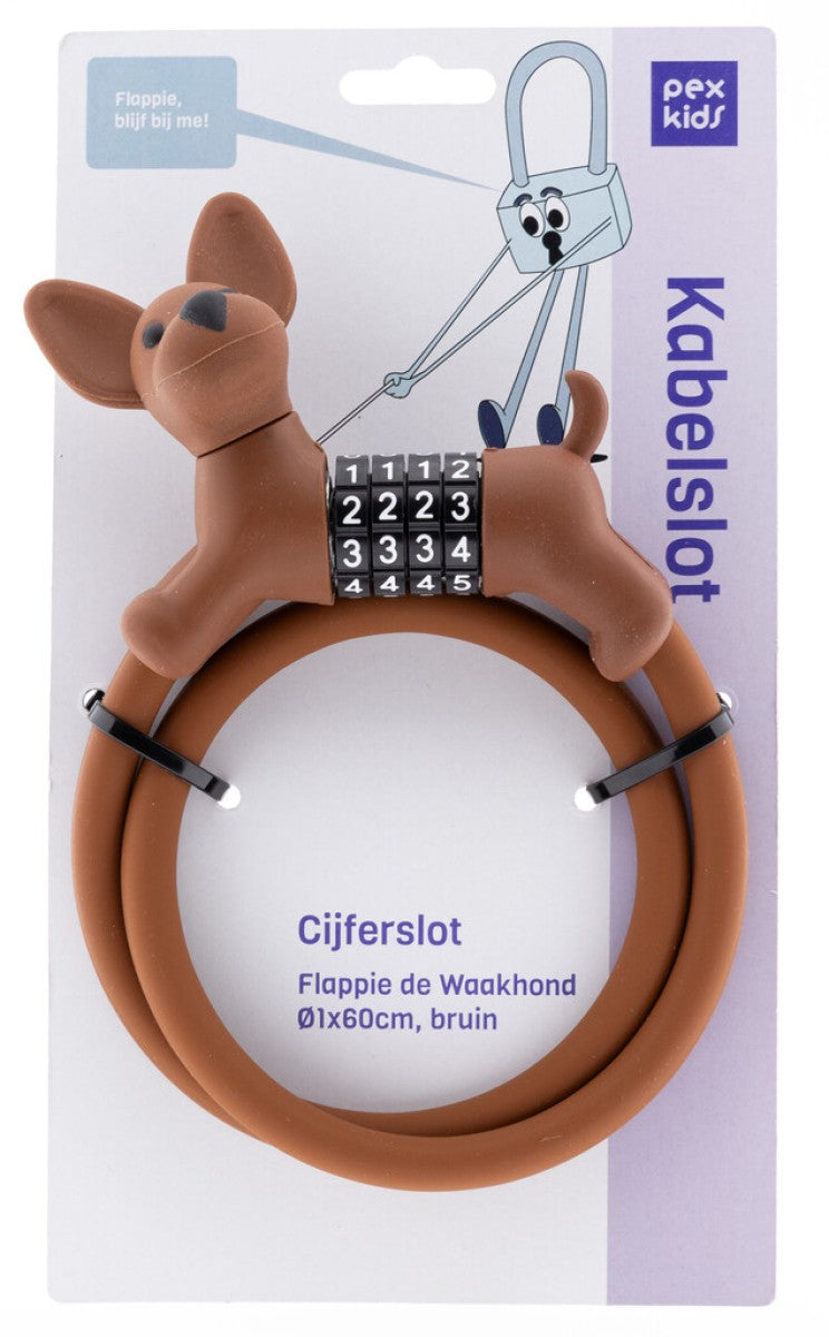 Load image into Gallery viewer, Pexkids kabelslot combo flappie de waakhond ø1x60cm, bruin
