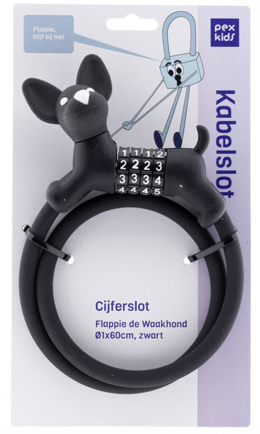 Pexkids kabelslot combo flappie de waakhond ø1x60cm, zwart