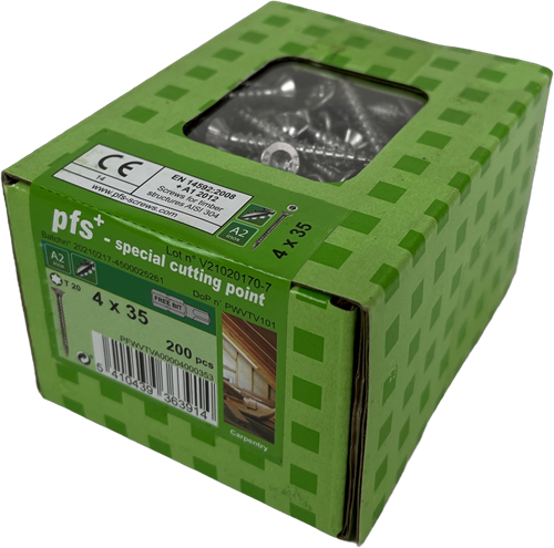 Load image into Gallery viewer, Pgb-europe pfs+ | rvs spaanplaatschroef pfs+ vk-t ø 4,0x35 a2 - 200 stuks - pfwvtva00004000353
