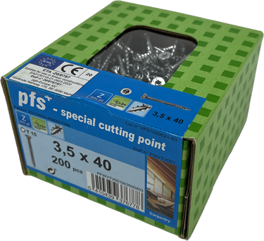 Pgb-europe pfs+ | spaanplaatschroef pfs+ vzk-t ø 3,5x40 zn - pfwvtv001003500403