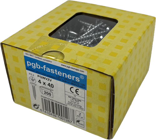 Load image into Gallery viewer, Pgb-europe pgb-fasteners | spaanplaatschroef ø 4,0x40 mm pozidrive pz2 - voldraad verzinkt | 200 st - pgwvzv001004000403

