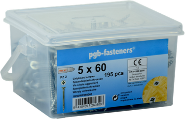 Pgb-europe pgb-fasteners | spaanplaatschroefvzk ø 4x40 zn emmer 455 | 455 st - gz60wp040040