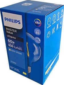 Afbeelding laden in galerijviewer, Philips master value ledglobe e27 93mm filament helder 5.9w 806lm - 922-927 zeer warm wit | beste kleurweergave - dimbaar - vervangt 60w
