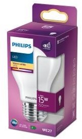 Afbeelding laden in galerijviewer, Philips led lamp - standaard lampvorm met e27 fitting - warmwit licht: 2700k - 15w - mat glas
