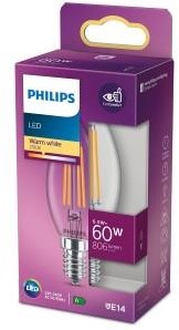 Load image into Gallery viewer, Philips led lamp - kaarslamp met e14 fitting - warmwit licht: 2700k - 60w - helder glas
